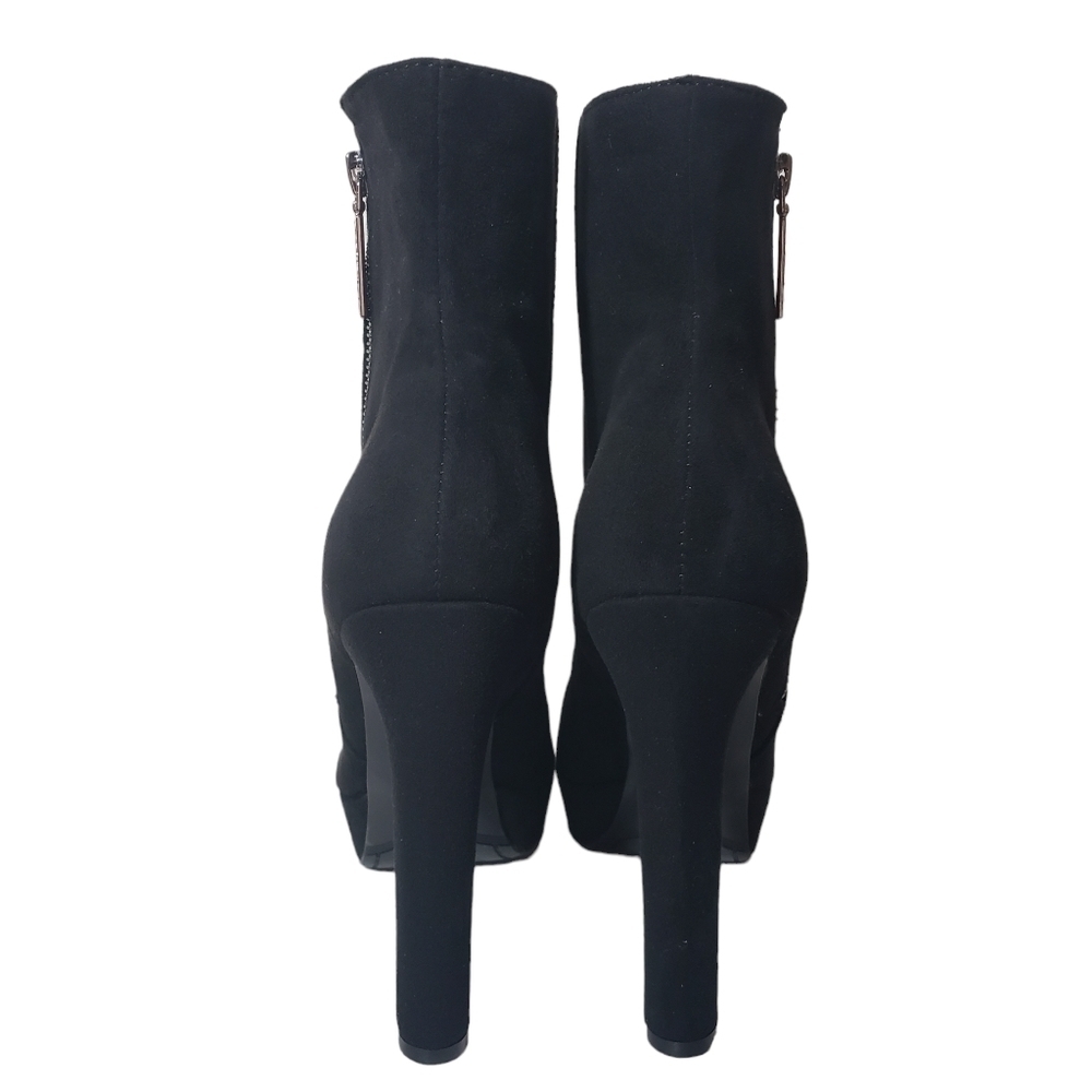 Guess Dejah Black Faux Suede Zip Platform Ankle Booties Sz 8.5M - Picture 7 of 13